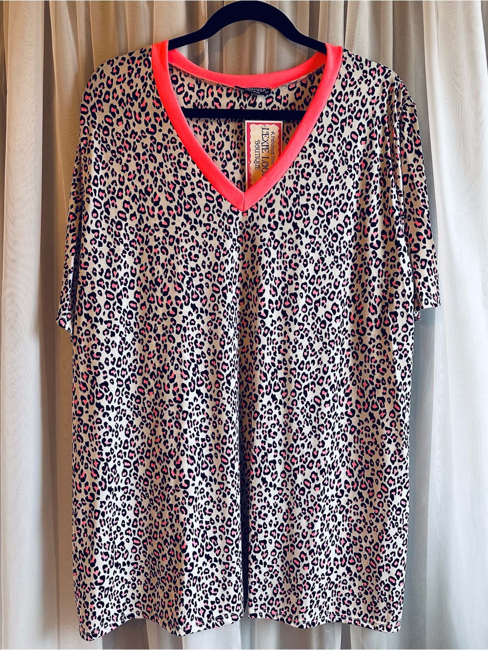 Heimish Hot Pink Leopard V-Neck Stretchy Top